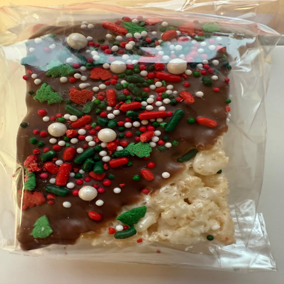Christmas Chocolate Covered Rice Krispy Treats